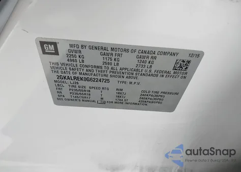 2016 GMC Terrain Denali из США, поврежденный, VIN 2GKALREK0G6224725